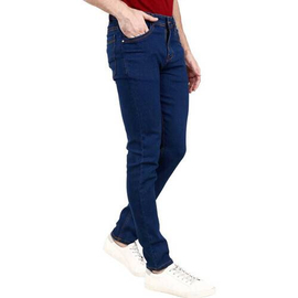 NZ-13033 Slim-fit Stretchable Denim Jeans Pant For Men - Deep Blue, 3 image