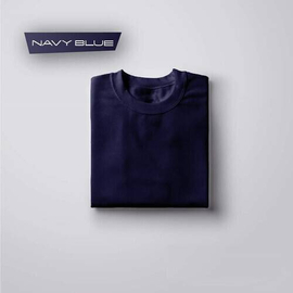 Solid Round Neck Navy Color T-Shirt For Men