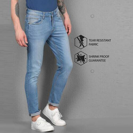 NZ-13035Slim-fit Stretchable Denim Jeans Pant For Men - Light Blue, 3 image