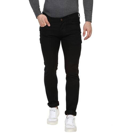 NZ-13078 Slim-fit Stretchable Denim Jeans Pant For Men - Deep Black