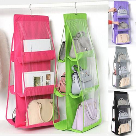 6 pocket Hanging transparent storage bag for closet