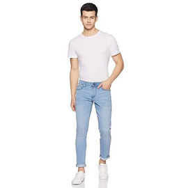 NZ-13030 Slim-fit Stretchable Denim Jeans Pant For Men - Light Blue, 6 image