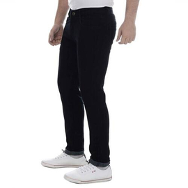 NZ-13061 Slim-fit Stretchable Denim Jeans Pant For Men - Deep Black, 4 image
