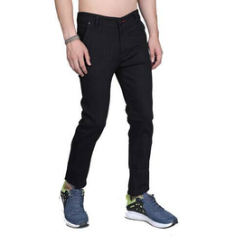 NZ-13071 Slim-fit Stretchable Denim Jeans Pant For Men - Deep Black