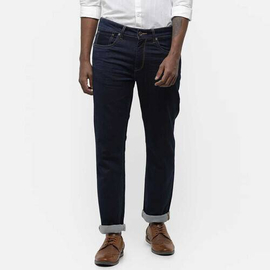 NZ-13019 Slim-fit Stretchable Denim Jeans Pant For Men - Deep Black