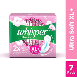 Whisper Ultra Softs Air Fresh Sanitary Pads for Women, XL+ 7 Napkins