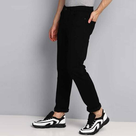 NZ-13037 Slim-fit Stretchable Denim Jeans Pant For Men - Deep Black, 2 image