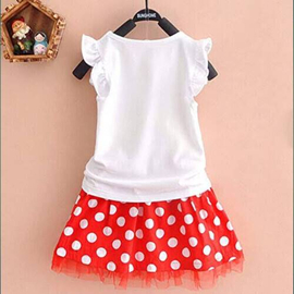 Baby Comfortable Tops & Skirt White and Red, Baby Dress Size: 0-3 years