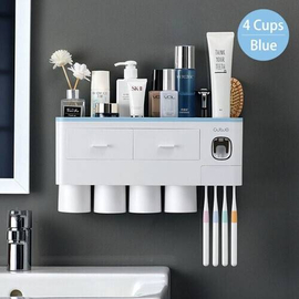 Toothbrush Holder Automatic Toothpaste Dispenser With Cup Wall Mount