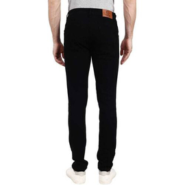 NZ-13028 Slim-fit Stretchable Denim Jeans Pant For Men - Deep Black, 3 image
