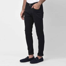 NZ-13027 Slim-fit Stretchable Denim Jeans Pant For Men - Deep Black, 2 image