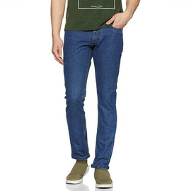 NZ-13051 Slim-fit Stretchable Denim Jeans Pant For Men - Dark Blue
