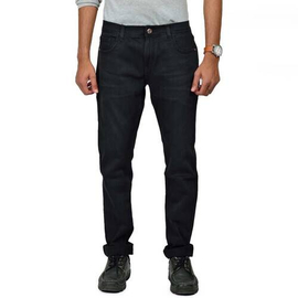 NZ-13013 Slim-fit Stretchable Denim Jeans Pant For Men - Deep Black