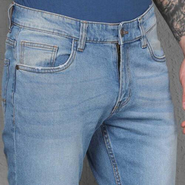 NZ-13035Slim-fit Stretchable Denim Jeans Pant For Men - Light Blue, 4 image