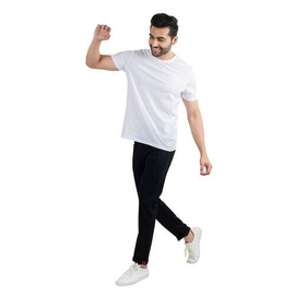 NZ-13040 Slim-fit Stretchable Denim Jeans Pant For Men - Deep Black, 3 image
