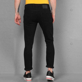 NZ-13036 Slim-fit Stretchable Denim Jeans Pant For Men - Deep Black, 3 image