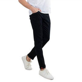 NZ-13040 Slim-fit Stretchable Denim Jeans Pant For Men - Deep Black