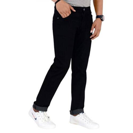 NZ-13079 Slim-fit Stretchable Denim Jeans Pant For Men - Deep Black, 4 image