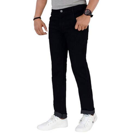 NZ-13079 Slim-fit Stretchable Denim Jeans Pant For Men - Deep Black, 2 image