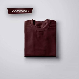 Solid Round Neck Maroon Color T-Shirt For Men