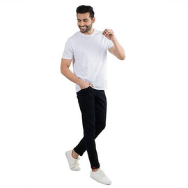 NZ-13040 Slim-fit Stretchable Denim Jeans Pant For Men - Deep Black, 5 image