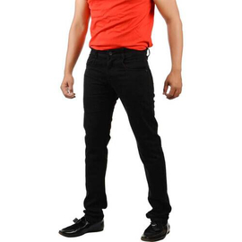 NZ-13022 Slim-fit Stretchable Denim Jeans Pant For Men - Deep Black, 3 image