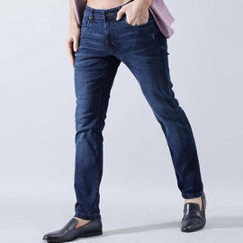 NZ-13088 Slim-fit Stretchable Denim Jeans Pant For Men - Deep Blue
