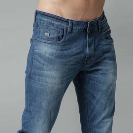NZ-13090 Slim-fit Stretchable Denim Jeans Pant For Men - Deep Blue, 3 image