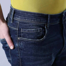 NZ-13085 Slim-fit Stretchable Denim Jeans Pant For Men - Deep Blue, 5 image