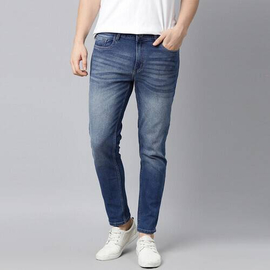NZ-13095 Slim-fit Stretchable Denim Jeans Pant For Men - Deep Blue