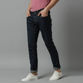 NZ-13089 Slim-fit Stretchable Denim Jeans Pant For Men - Deep Black, 2 image