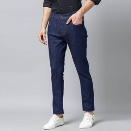 NZ-13087 Slim-fit Stretchable Denim Jeans Pant For Men - Dark Blue