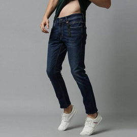 NZ-13086 Slim-fit Stretchable Denim Jeans Pant For Men - Dark Blue, 2 image