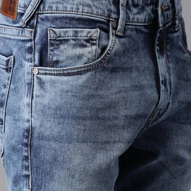 NZ-13097 Slim-fit Stretchable Denim Jeans Pant For Men - Deep Blue, 3 image