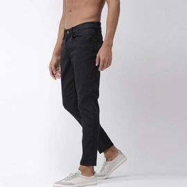 NZ-13099 Slim-fit Stretchable Denim Jeans Pant For Men - Deep Black, 2 image