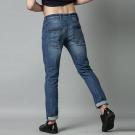 NZ-13090 Slim-fit Stretchable Denim Jeans Pant For Men - Deep Blue, 4 image