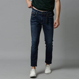 NZ-13086 Slim-fit Stretchable Denim Jeans Pant For Men - Dark Blue