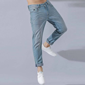 NZ-13083 Slim-fit Stretchable Denim Jeans Pant For Men - Light Blue