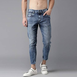 NZ-13097 Slim-fit Stretchable Denim Jeans Pant For Men - Deep Blue