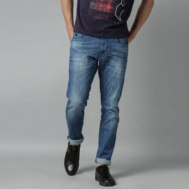 NZ-13090 Slim-fit Stretchable Denim Jeans Pant For Men - Deep Blue