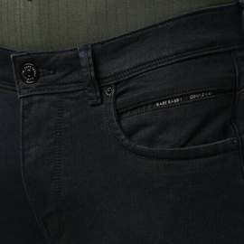 NZ-13082 Slim-fit Stretchable Denim Jeans Pant For Men - Deep Black, 4 image