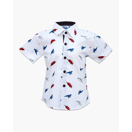 Dinosaur Print White Shirt For Boys, Color: White, Baby Dress Size: 9-12 months