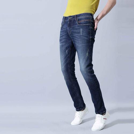 NZ-13085 Slim-fit Stretchable Denim Jeans Pant For Men - Deep Blue, 3 image