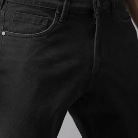 NZ-13098 Slim-fit Stretchable Denim Jeans Pant For Men - Deep Black, 5 image