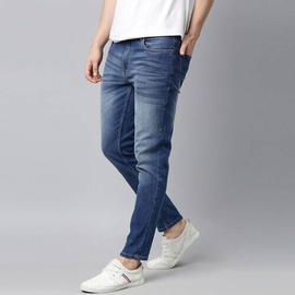 NZ-13095 Slim-fit Stretchable Denim Jeans Pant For Men - Deep Blue, 3 image
