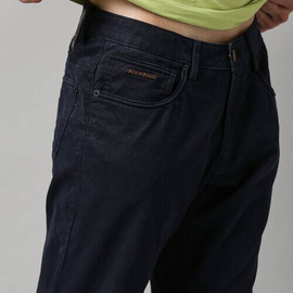 NZ-13084 Slim-fit Stretchable Denim Jeans Pant For Men - Deep Black, 5 image