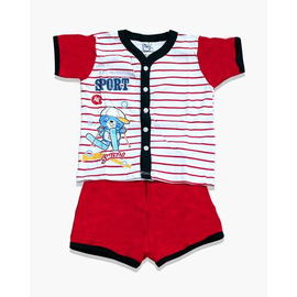 White & Red Check Baby T-Shirts Set For Boys, Color: Red, Size: S