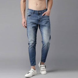 NZ-13096 Slim-fit Stretchable Denim Jeans Pant For Men - Deep Blue