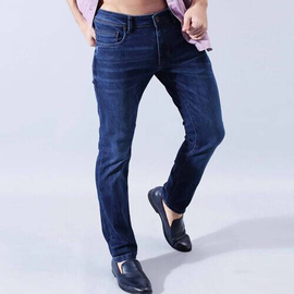 NZ-13088 Slim-fit Stretchable Denim Jeans Pant For Men - Deep Blue, 2 image