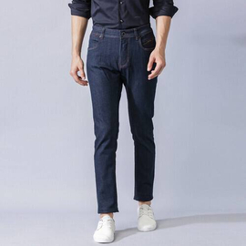 NZ-13087 Slim-fit Stretchable Denim Jeans Pant For Men - Dark Blue, 2 image